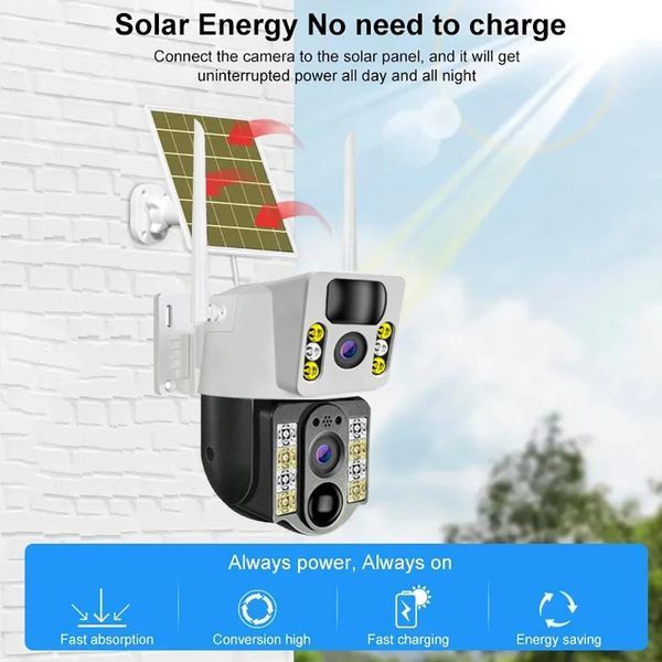 4K Бездротова камера Solar WI-FI , подвійний об'єктив, нічне бачення V380 Pro CCTV 8MP G6555 фото