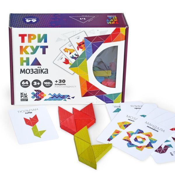 Дерев'яна гра "Трикутна мозаїка" Kupik 900194, 64 деталі 900194 фото