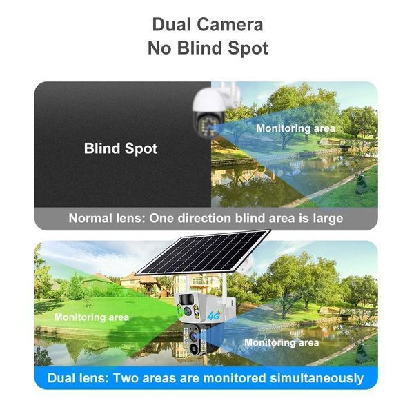 4K Бездротова камера Solar WI-FI , подвійний об'єктив, нічне бачення V380 Pro CCTV 8MP G6555 фото