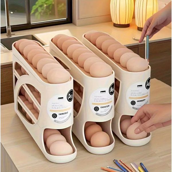Органайзер для яєць великий Egg Storage Box / Компактний автоматичний органайзер для яєць 4-шаровий / Лоток для зберігання яєць MA660 фото
