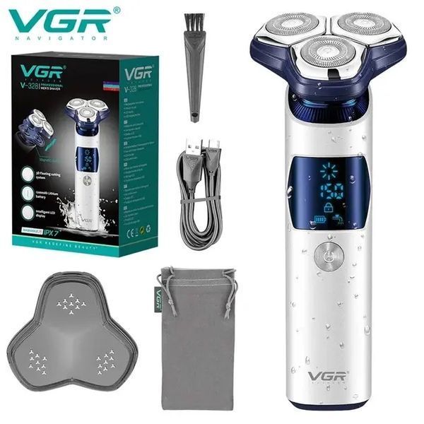 Електробритва VGR V-328 - роторна, водонепроникна, LED-дисплей, бездротова 2055388 фото
