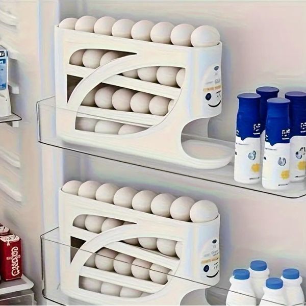 Органайзер для яєць великий Egg Storage Box / Компактний автоматичний органайзер для яєць 4-шаровий / Лоток для зберігання яєць MA660 фото