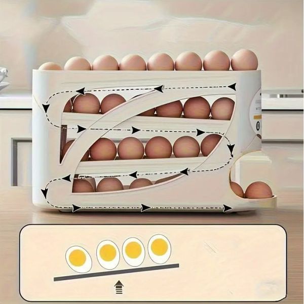 Органайзер для яєць великий Egg Storage Box / Компактний автоматичний органайзер для яєць 4-шаровий / Лоток для зберігання яєць MA660 фото