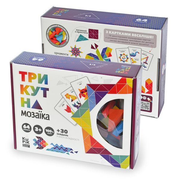 Дерев'яна гра "Трикутна мозаїка" Kupik 900194, 64 деталі 900194 фото