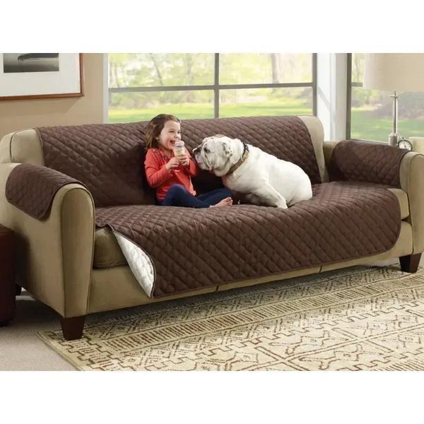 Стьобане покривало-накидка на диван двостороннє Couch Coat VEN0344 фото