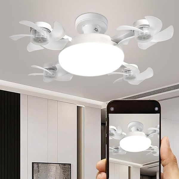 Світлодіодна стельова люстра-вентилятор AY1053 / LED лампа з вентилятором у патрон / Стельовий світильник-вентилятор 60W M17693 фото