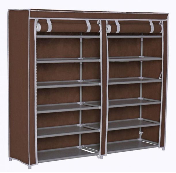 Мобільна тканинна шафа-органайзер HCX для зберігання речей і взуття T-2712 на 2 секції T2712 фото