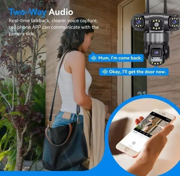 Вулична поворотна Wi-Fi IP-камера відеоспостереження EVKVO SC28 V380 Pro | 3 Лінзи | 16MP sp10052 фото