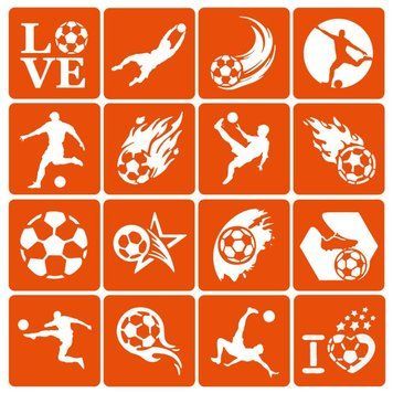 Набір трафаретів для біотату "Футбол" (football-simple-16) 16 шт, 6х6 см football-simple-16 фото
