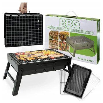 Переносний туристичний мангал для барбекю 43x29 см, чорний BBQ4329 фото