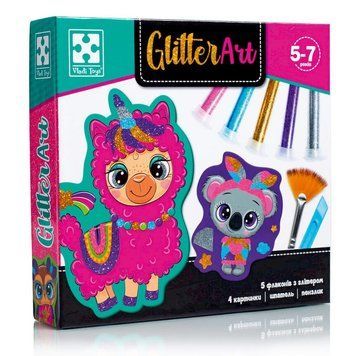 Набір для творчості "Glitter Art Блискучі звірята" VT4501-11, 5 флаконів з гліттерами VT4501-11 фото