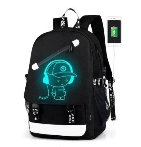 Водонепроникний рюкзак Music з USB-світиться в темряві чорний HM22334 фото