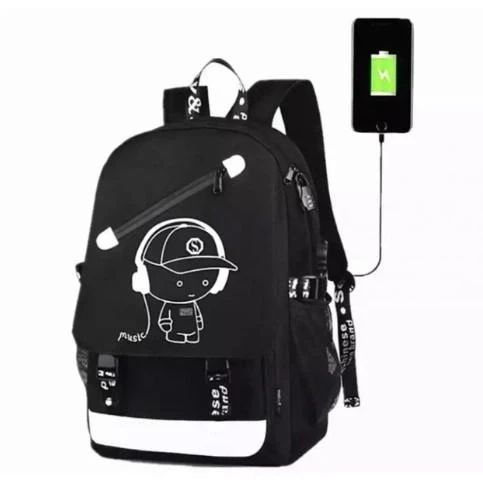 Водонепроникний рюкзак Music з USB-світиться в темряві чорний HM22334 фото