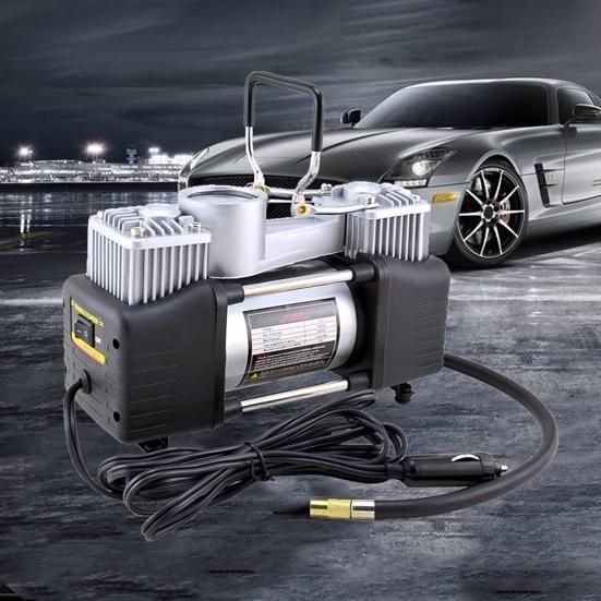 Автомобільний двопоршневий компресор із манометром 150 Вт, 12V, 85л/хв. + сумка Air Compressor 628-4x4 / Потужний повітряний насос G7408 фото