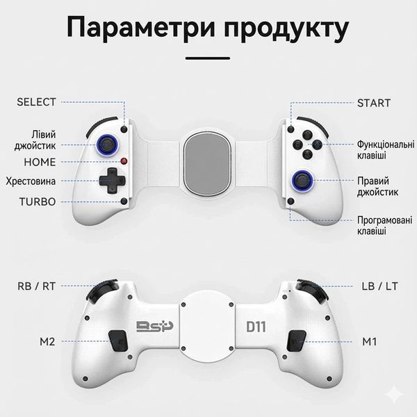 Розсувний бездротовий геймпад BSP-D11 для смартфона/планшета, iOS/Android/PC/Switch BSPD11 фото