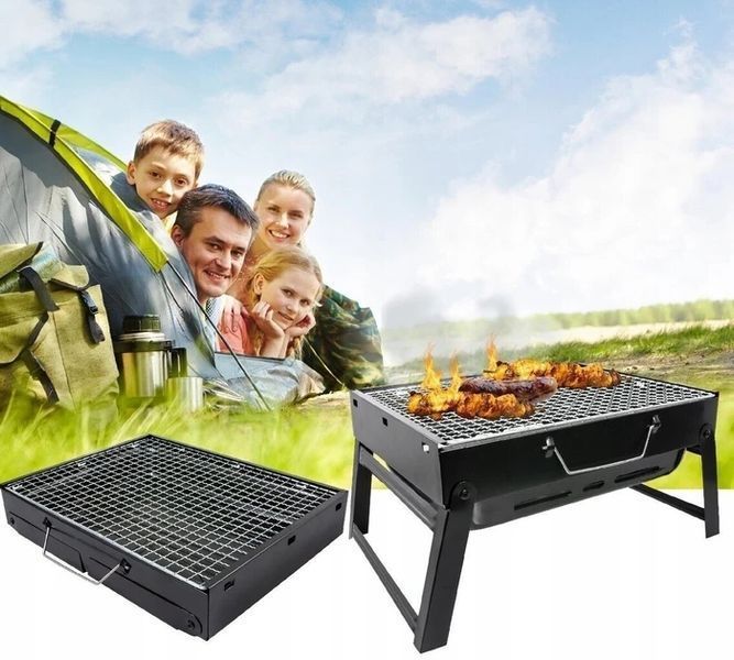 Переносний туристичний мангал для барбекю 43x29 см, чорний BBQ4329 фото
