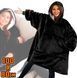 Толстовка плед Чорний з рукавами та капюшоном Huggle Hoodie оверсайз, тепле худі з великою кишенею для рук SER867 фото 1