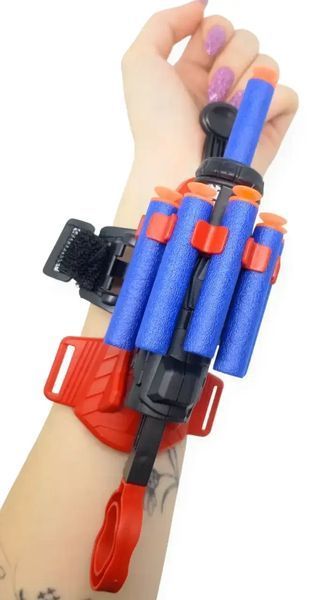 Дитяча іграшкова рукавичка-бластер Людина-павук Spider Man Gloves Ігровий пістолет стріляє м'якими кулями SMG75 фото