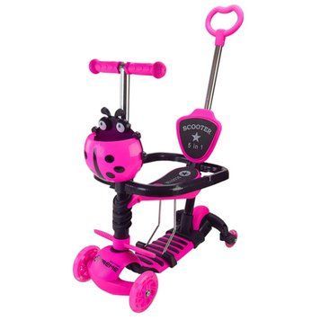 Самокат дитячий 3-х колісний Scooter Children's SC2501(Pink) 3в1 колеса що світяться, рожевий SC2501(Pink) фото
