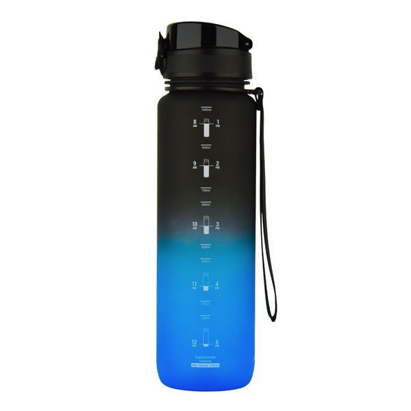 Пляшка для води UZSPACE 3038(Black-Blue) 1000 мл, чорно-синя 3038(Black-Blue) фото