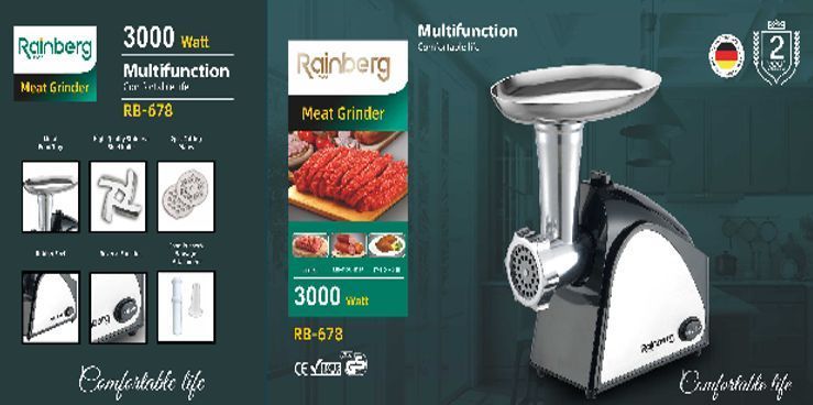 М'ясорубка Rainberg RB-678 3000W + Насадка Для Колбас RB-678 фото