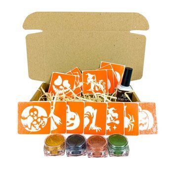 Набір для біо-тату "Хелловін - гліттер" set-halloween-glitter 18 трафаретів set-halloween-glitter фото