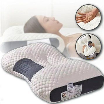Ортопедична прямокутна подушка 48x74 см з підтримкою шиї та спини Pillow-01 Біло-сіра PILL01 фото