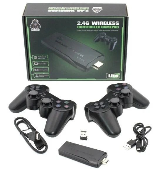 Ігрова приставка M8 64 gb Mini Game Stick 4K HDMI + 2 бездротові джойстики, консоль для телевізора M864 фото