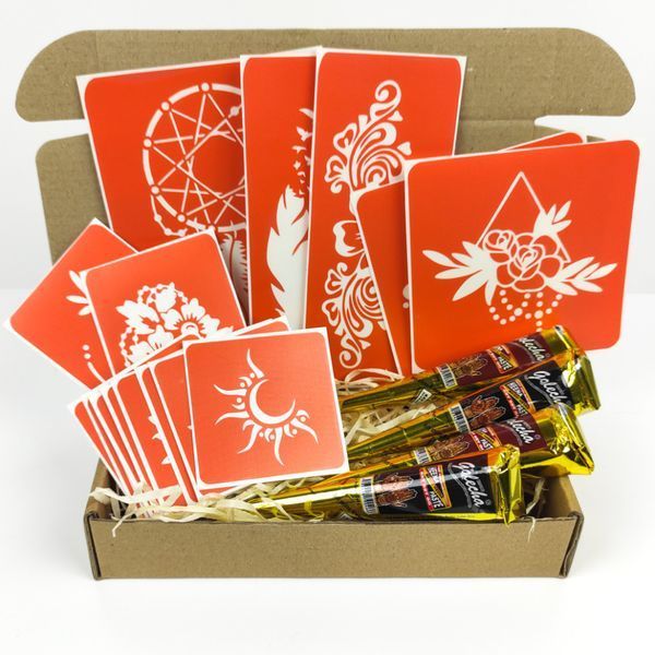 Набір хни з трафаретами для біо-тату №6 henna-set-06 henna-set-06 фото