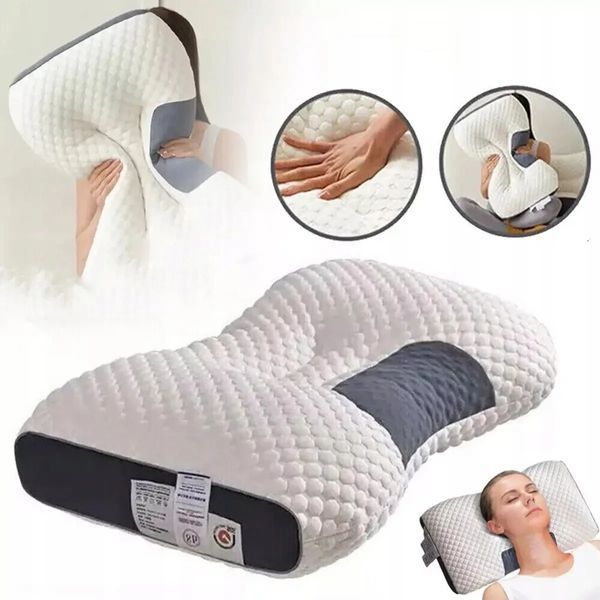 Ортопедична прямокутна подушка 48x74 см з підтримкою шиї та спини Pillow-01 Біло-сіра PILL01 фото