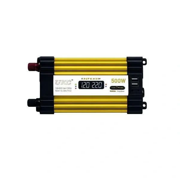 Автомобільний інвертор Жовтий / Перетворювач напруги з 12-220V, 500Вт, 2хUSB sp10529 фото