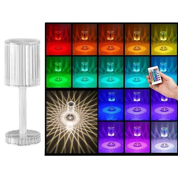 Декоративний LED світильник Crystal light, з пультом ДК/Настільна акумуляторна лампа LIG6629 фото