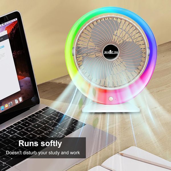 Настільний вентилятор з LED підсвічуванням, USB-заряджання / Портативний вентилятор-зволожувач повітря 3 швидкості, 1200 мАг M17134 фото