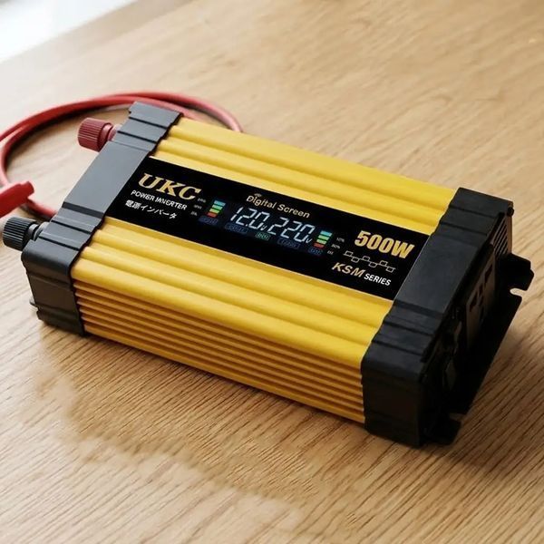 Автомобільний інвертор Жовтий / Перетворювач напруги з 12-220V, 500Вт, 2хUSB sp10529 фото