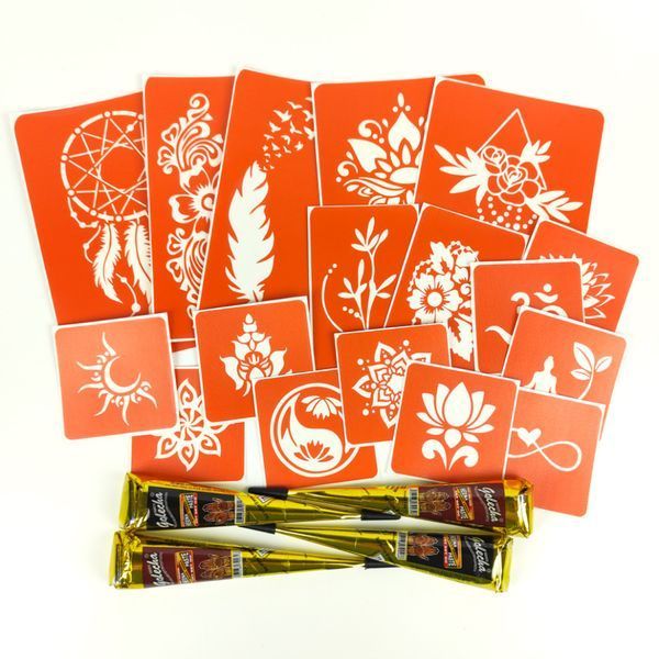 Набір хни з трафаретами для біо-тату №6 henna-set-06 henna-set-06 фото