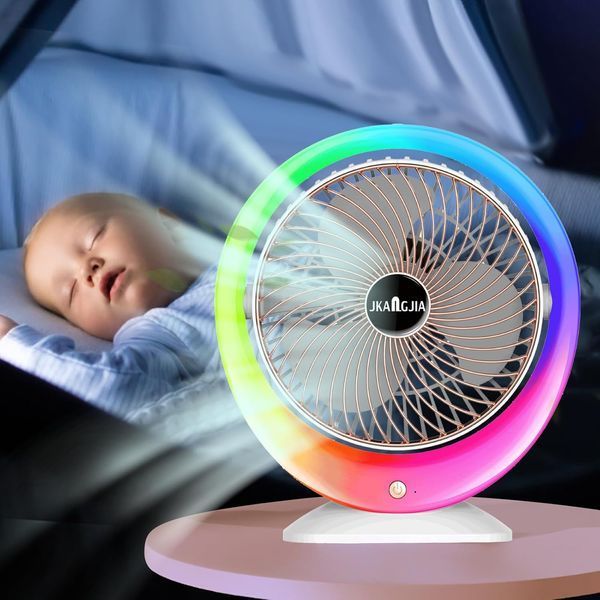 Настільний вентилятор з LED підсвічуванням, USB-заряджання / Портативний вентилятор-зволожувач повітря 3 швидкості, 1200 мАг M17134 фото