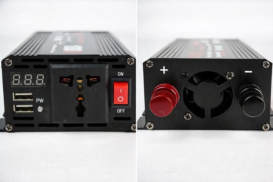 Перетворювач напруги 12V-220V UKC 1000 Вт з чистою синусоїдою / автомобільний інвертор 12 В 220 В з цифровим дисплеєм та USB виходом sp4139 фото