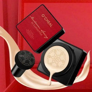 Кушон для обличчя + спонжик Beauty Linasi Red O'CHEAL, Натуральний відтінок/Тональний крем/ Крем пудра SPF22 фото