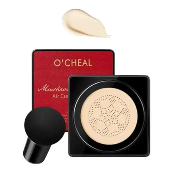 Кушон для обличчя + спонжик Beauty Linasi Red O'CHEAL, Натуральний відтінок/Тональний крем/ Крем пудра SPF22 фото