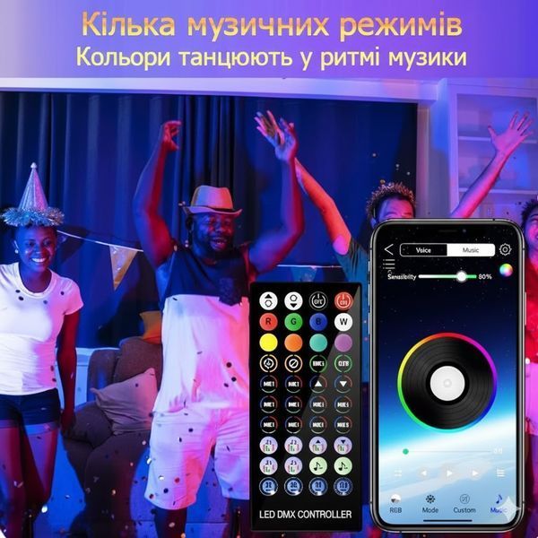 Вуличні вогні 3 м Smart Bluetooth &mdash; смарт світлодіодна LED гірлянда RGB, музична, USB, IP65 LED3M фото