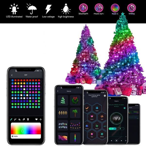 Вуличні вогні 3 м Smart Bluetooth &mdash; смарт світлодіодна LED гірлянда RGB, музична, USB, IP65 LED3M фото