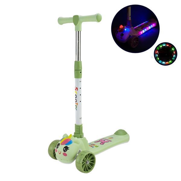 Дитячий самокат триколісний SC2619(Green) колеса PU, з музикою та світлом SC2619(Green) фото