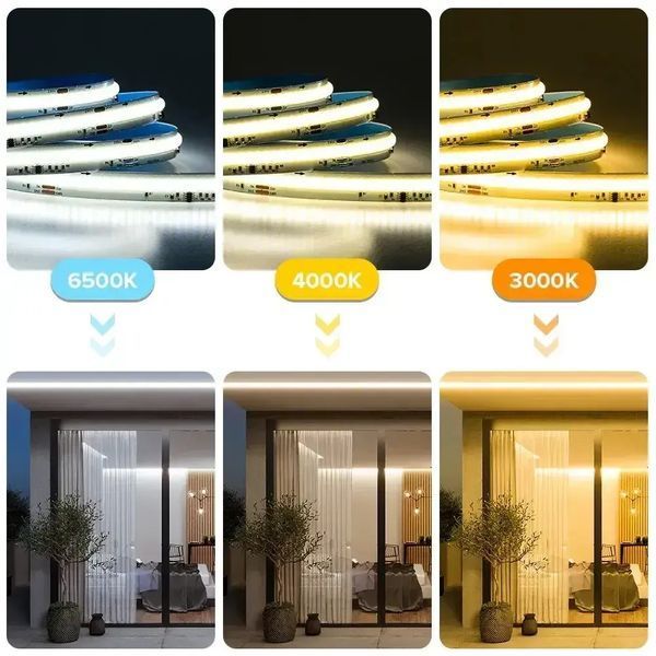 Світлодіодна LED стрічка Бегуча хвиля COB 24v 360led/m ip20 Білий SP9945 фото