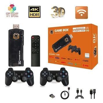 Ігрова ТВ приставка Game Box 8K 8X M98 Smart TV Stick 64GB геймстик з геймпадами + 10000 вбудованих ігор X8 фото