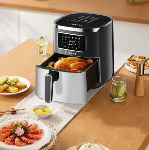Аерофритюрниця Sokany SK 10052 1700W Аерогриль безмасляна мультипіч для приготування без олії 7 л з сенсорним керуванням SK-10052 фото