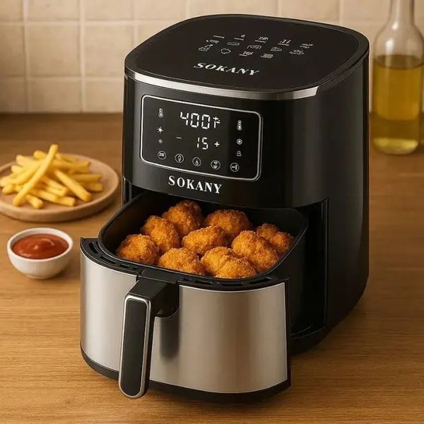 Аерофритюрниця Sokany SK 10052 1700W Аерогриль безмасляна мультипіч для приготування без олії 7 л з сенсорним керуванням SK-10052 фото