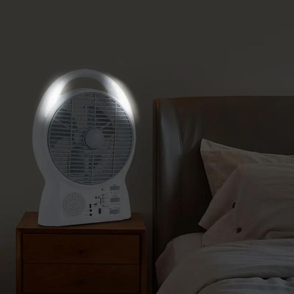 Вентилятор портативний Solar з USB, Bluetooth, MP3, FM-радіо / Акумуляторний вентилятор з LED підсвічуванням, 2 швидкості, 6Вт 5500 мАг M17199 фото