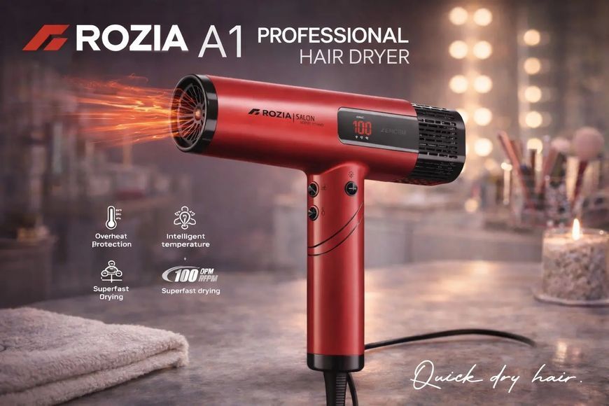 Фен професійний для сушіння волосся ROZIA A1 Professional Hair Dryer AND-6162-9 2054902 фото