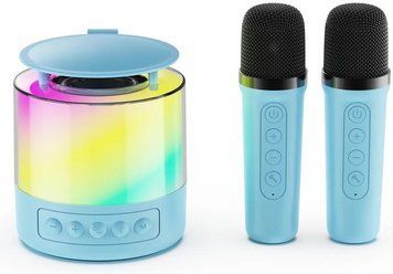 Портативна акустична колонка K19 з Bluetooth та LED-підсвічуванням для караоке бірюзовий G6320 фото