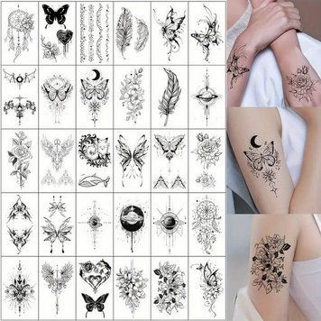 Набір тимчасових тату "Чорні міні" black-tattoo-mini-set-30 із 30 чорних по 9,5 х 5,5 см black-tattoo-mini-set-30 фото